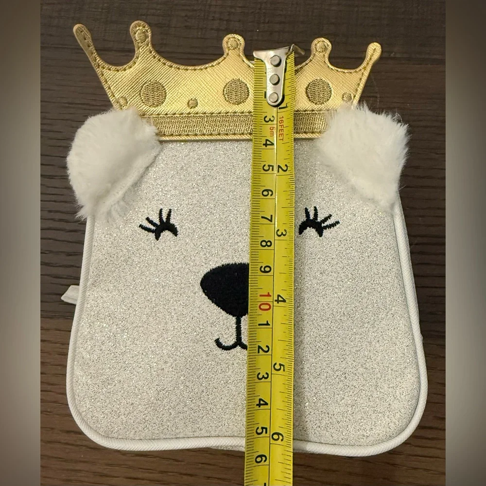 Bath and Body Works Glitter Polar Bear with Crown Cosmetic Makeup Bag